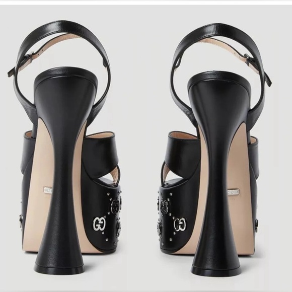 Gucci Interlocking G Logo Platform Ankle Strap Sandals Heels Shoes $1290 - Picture 8 of 16